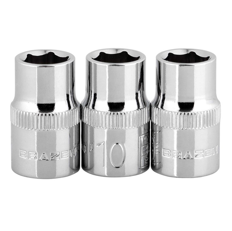 BRAZEN 10mm Socket Three Pack (3/8" Drive, 6pt, Shallow) - Image 1
